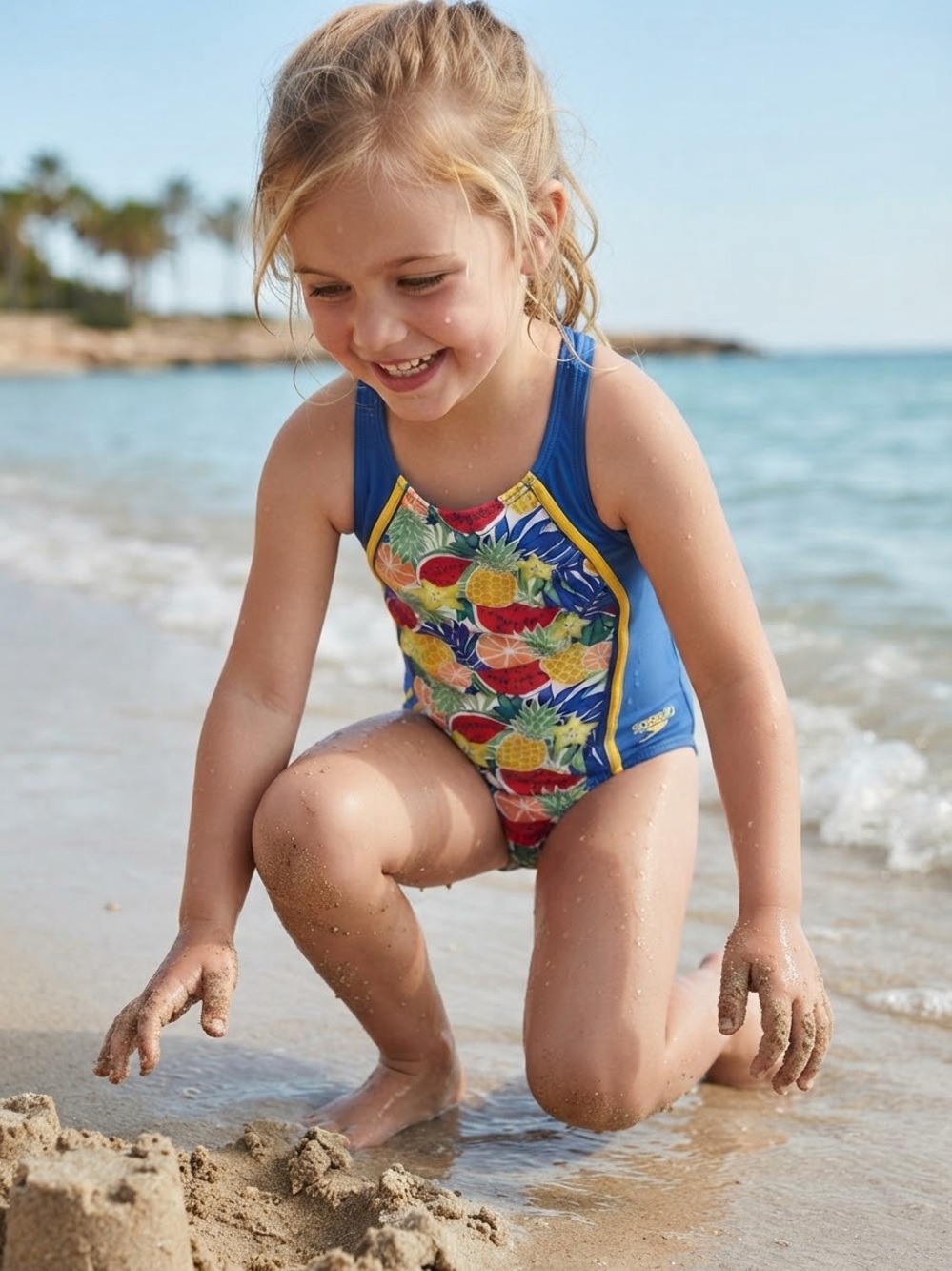 NWT❤️Speedo Girls Printed Sport One Piece Swimsuit sz14